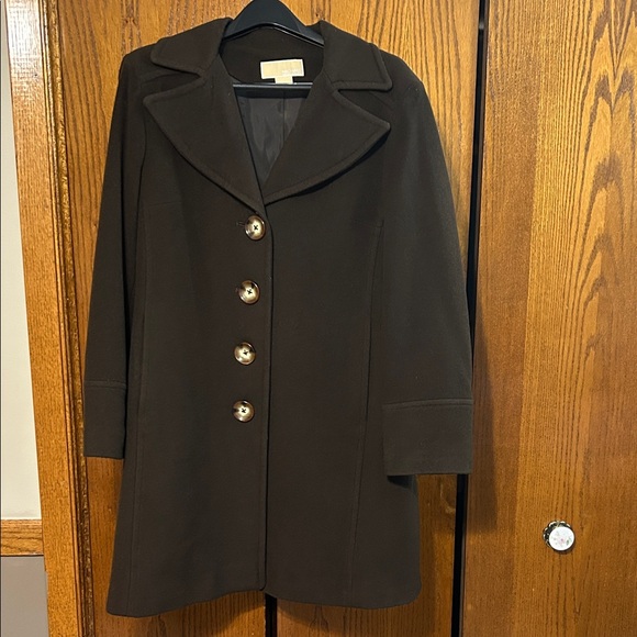 Michael Kors XL chocolate brown wool classic coat winter - Picture 1 of 7